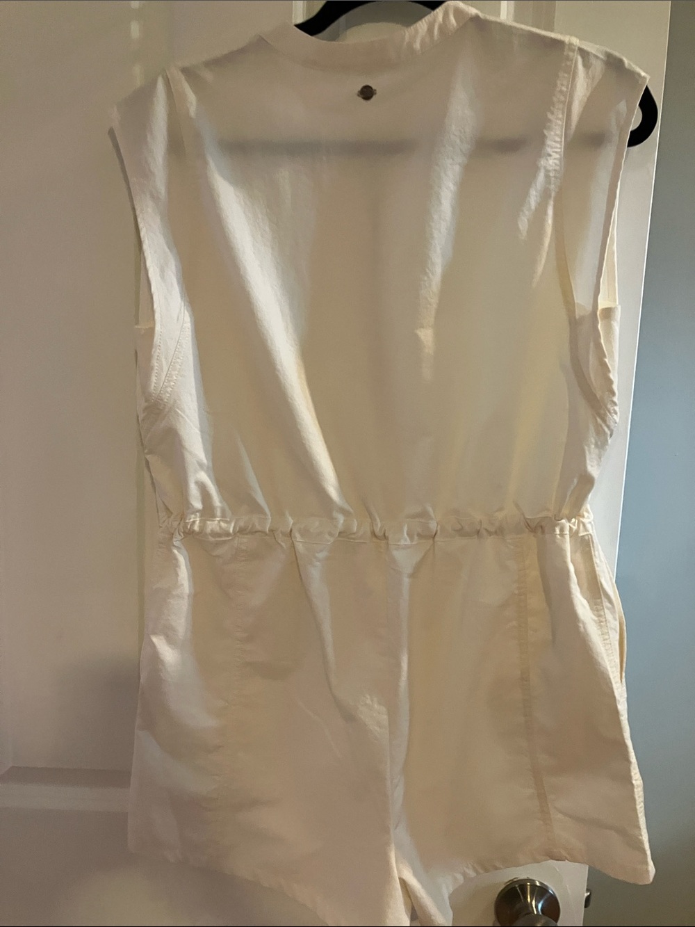 Calia off White/creamSleeveless Zip-Front One Piece Romper with Waist cinch - Picture 3 of 7